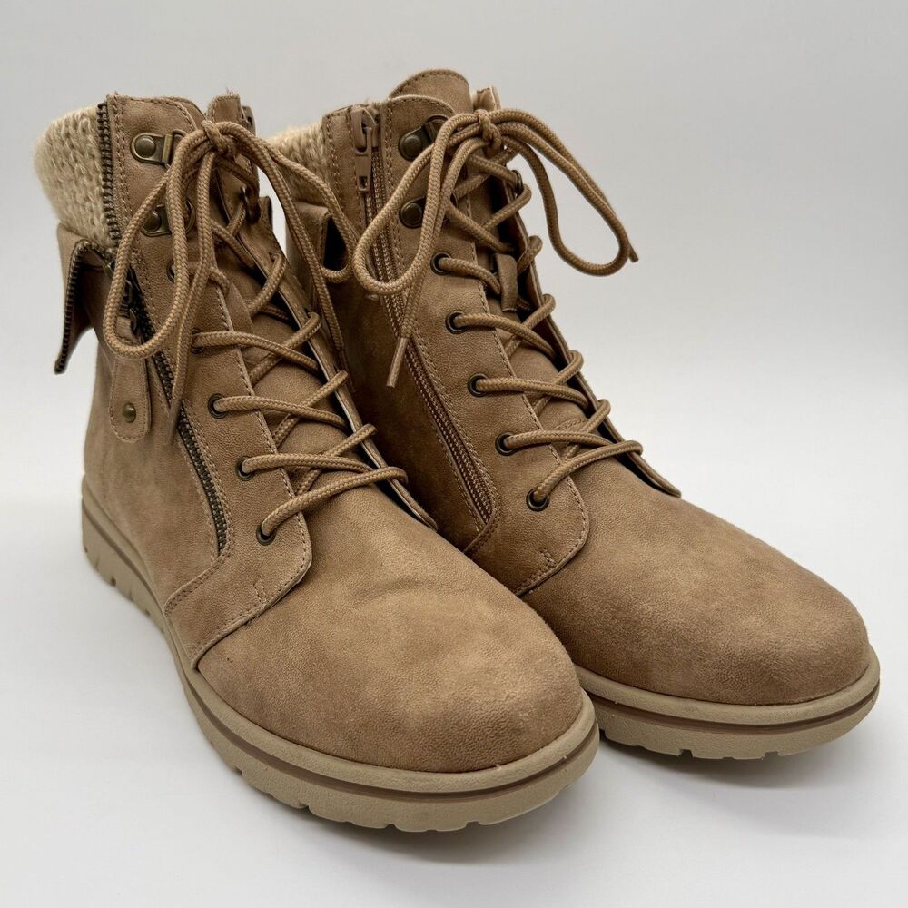 CLIFFS by White Mountain Ankle Boots Shoes Women's  Sz 10M Hope Lace-up Tan